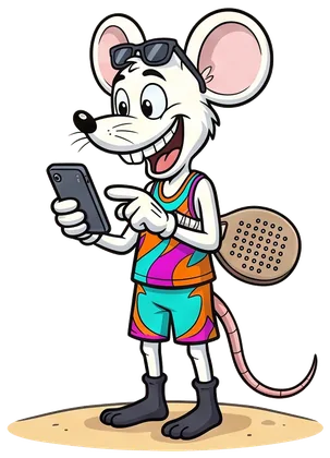 Rato olhando ofertas no celular